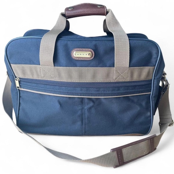 Vintage Jaguar Navy Blue Canvas Travel Bag - Picture 1 of 6